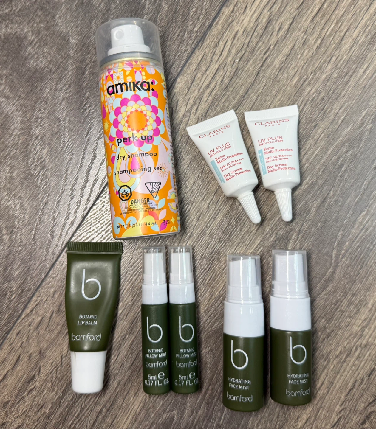 Amika Perk Up Dry Shampoo Travel Size & Bamford Skincare Samples