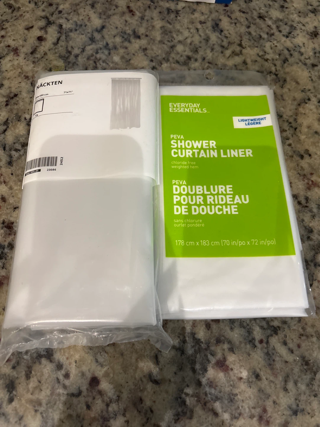 2 - Shower Curtain Liner White