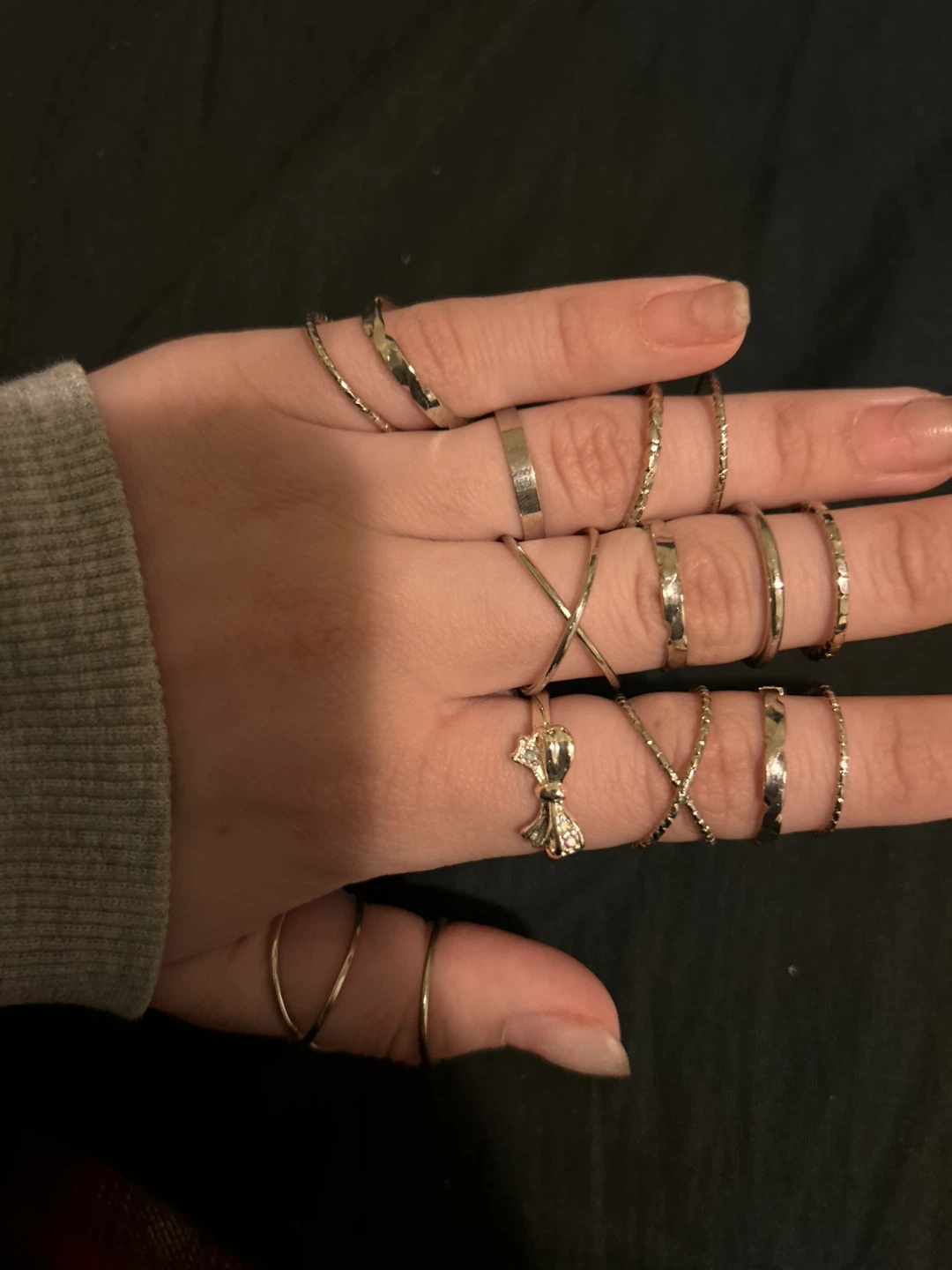 Set of 15 Silver Tone Stacking Rings