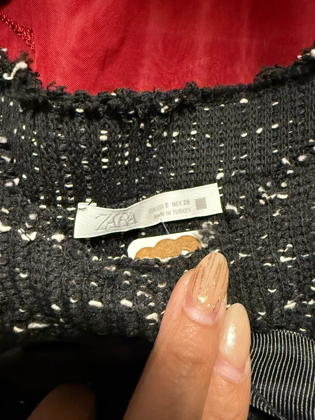 Zara Black & White Tweed Dress with Bow - Size S - photo 3