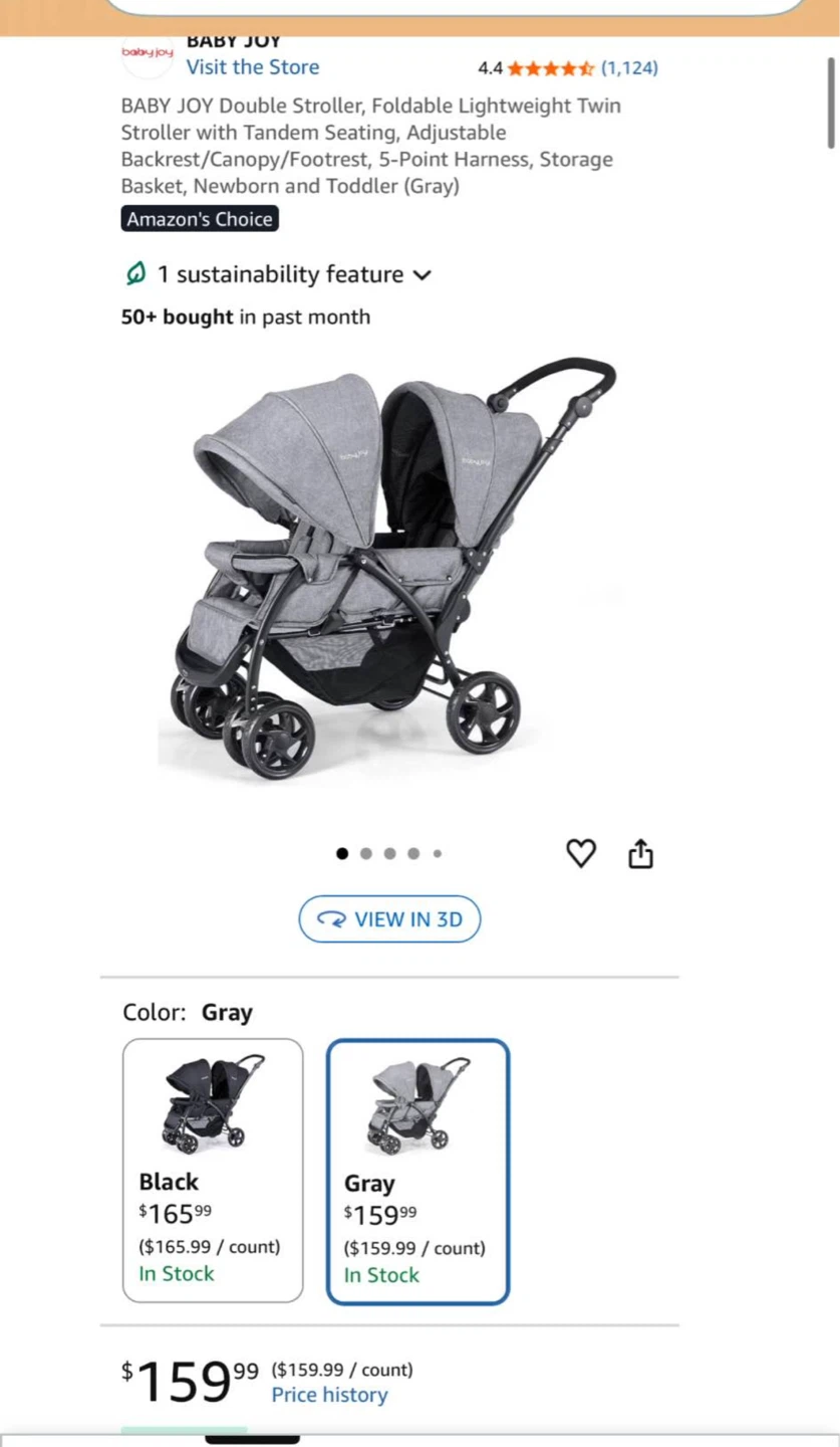 BABY JOY Double Stroller
