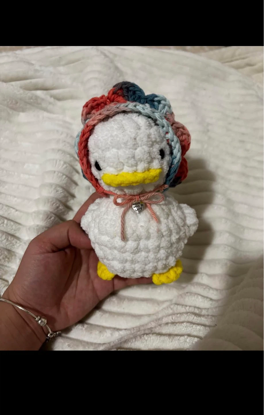 Handmade Crocheted White Duck Plush Toy