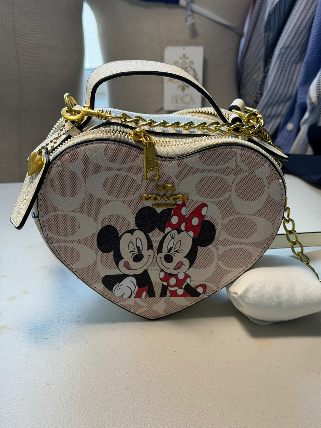 Coach Disney x Minnie & Mickey Mouse Heart Crossbody Bag