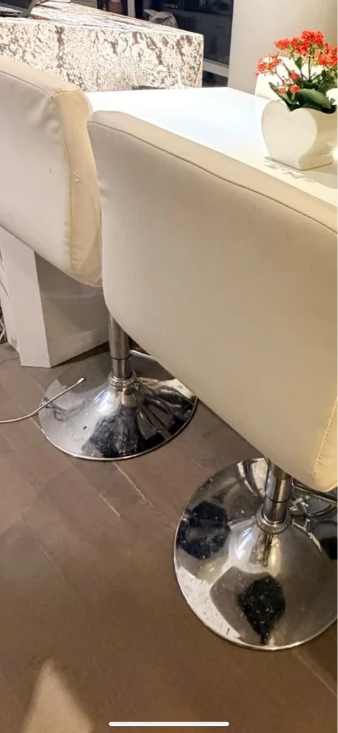 White Faux Leather Bar Stools total 3