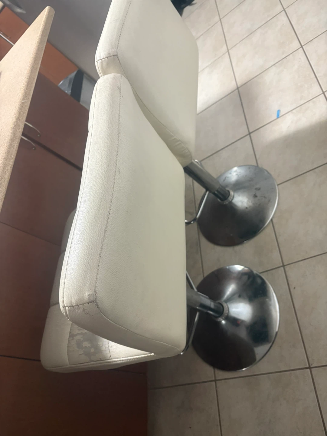White Faux Leather Bar Stools total 3 - photo 2