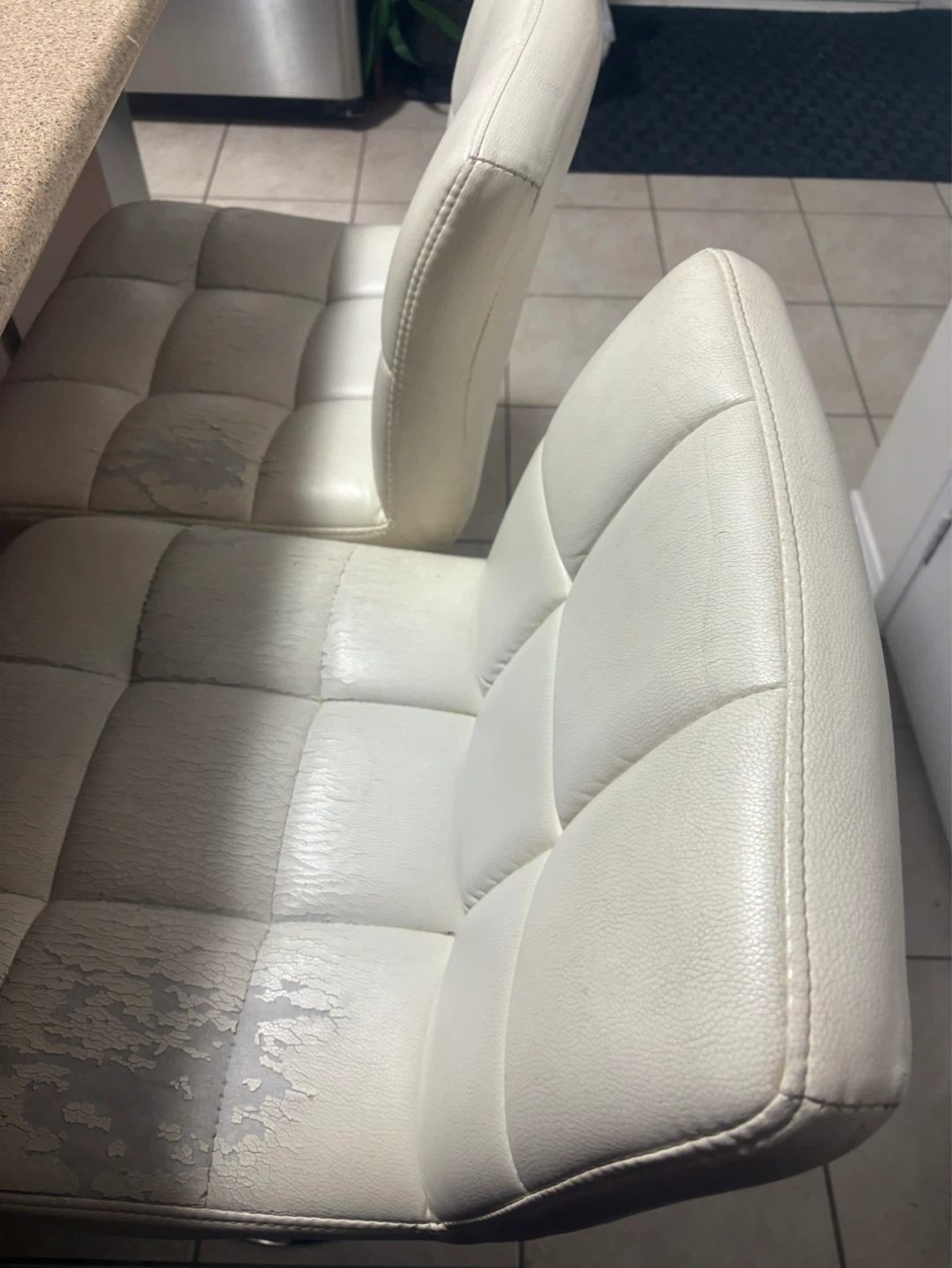 White Faux Leather Bar Stools total 3 - photo 3