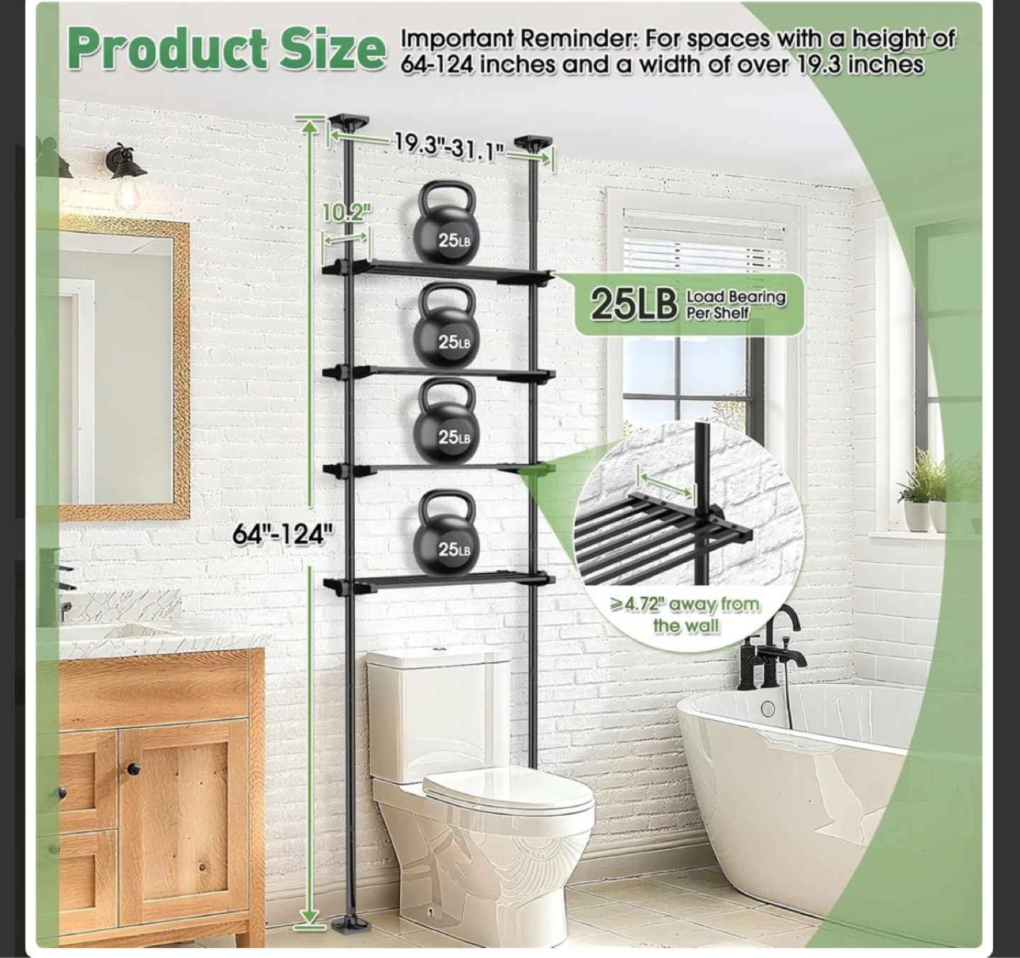 Adjustable Bathroom Shelf Unit - photo 2