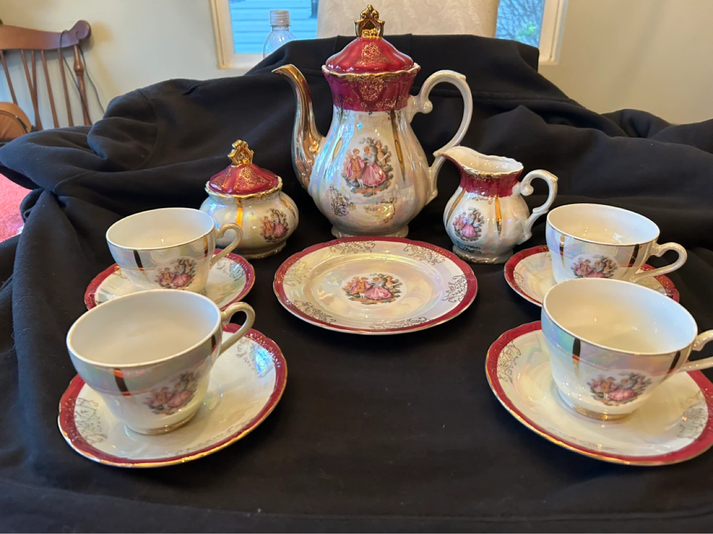 Vintage Porcelain Tea Set with Gold Trim