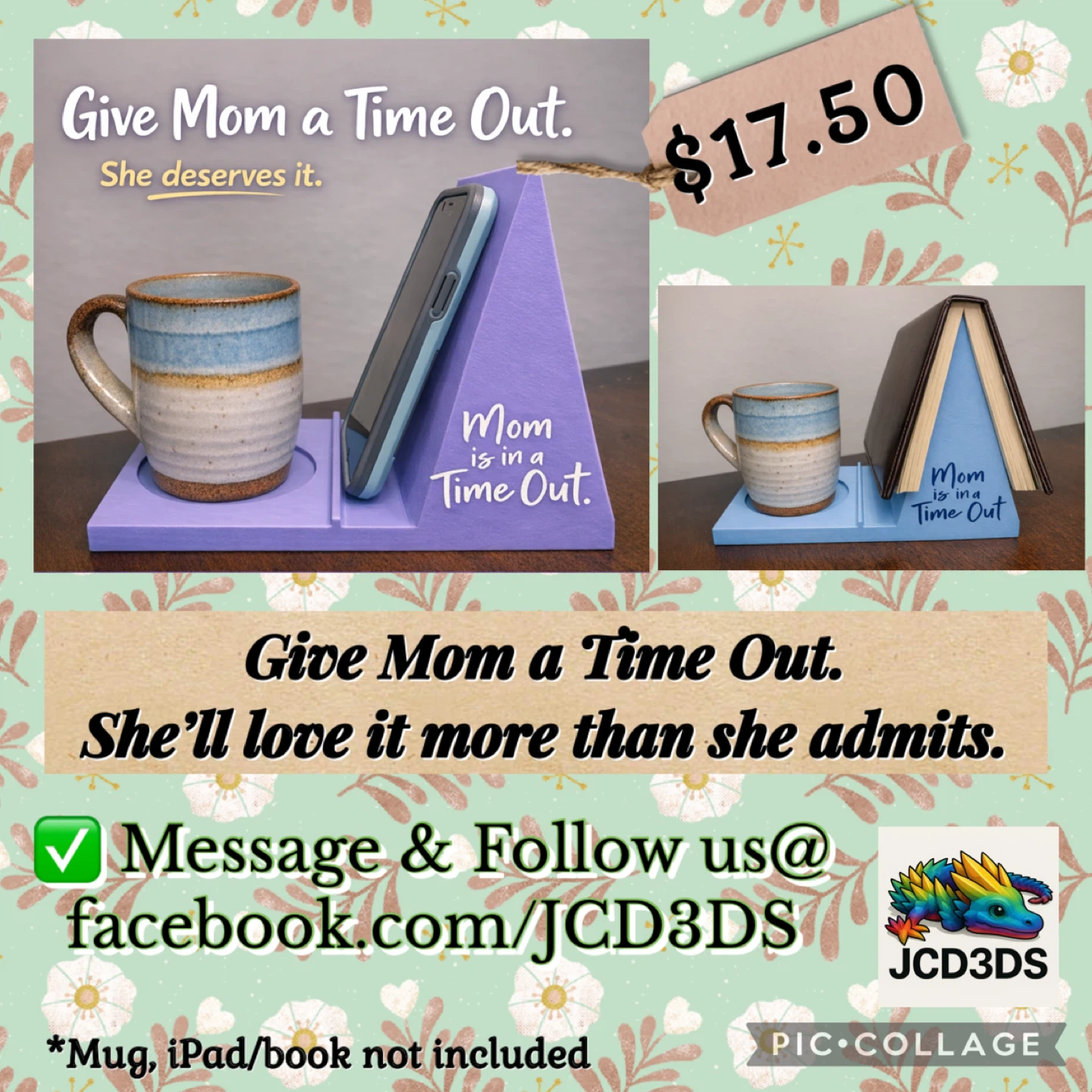 3D Printed "Mom is in a Time Out" Book /ipad Stand reading nook