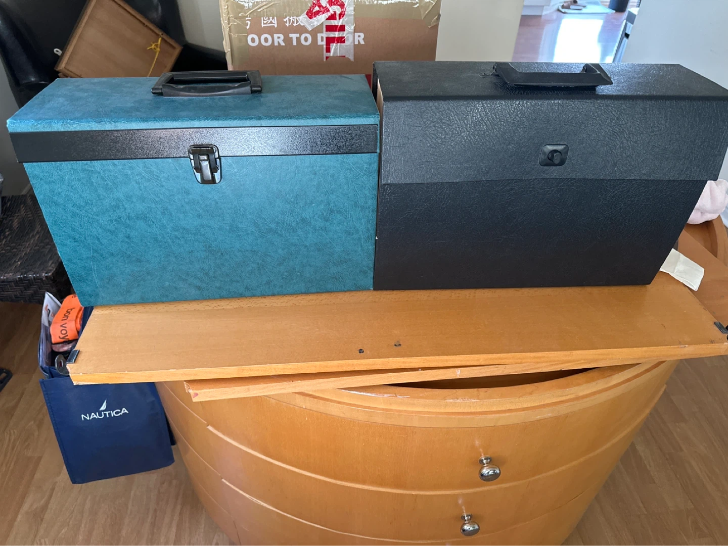 Two Portable Filing Boxes with Dividers