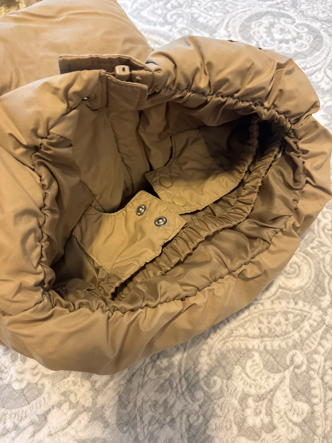 Tan Puffer Jacket with Sherpa Lined Hood - photo 3