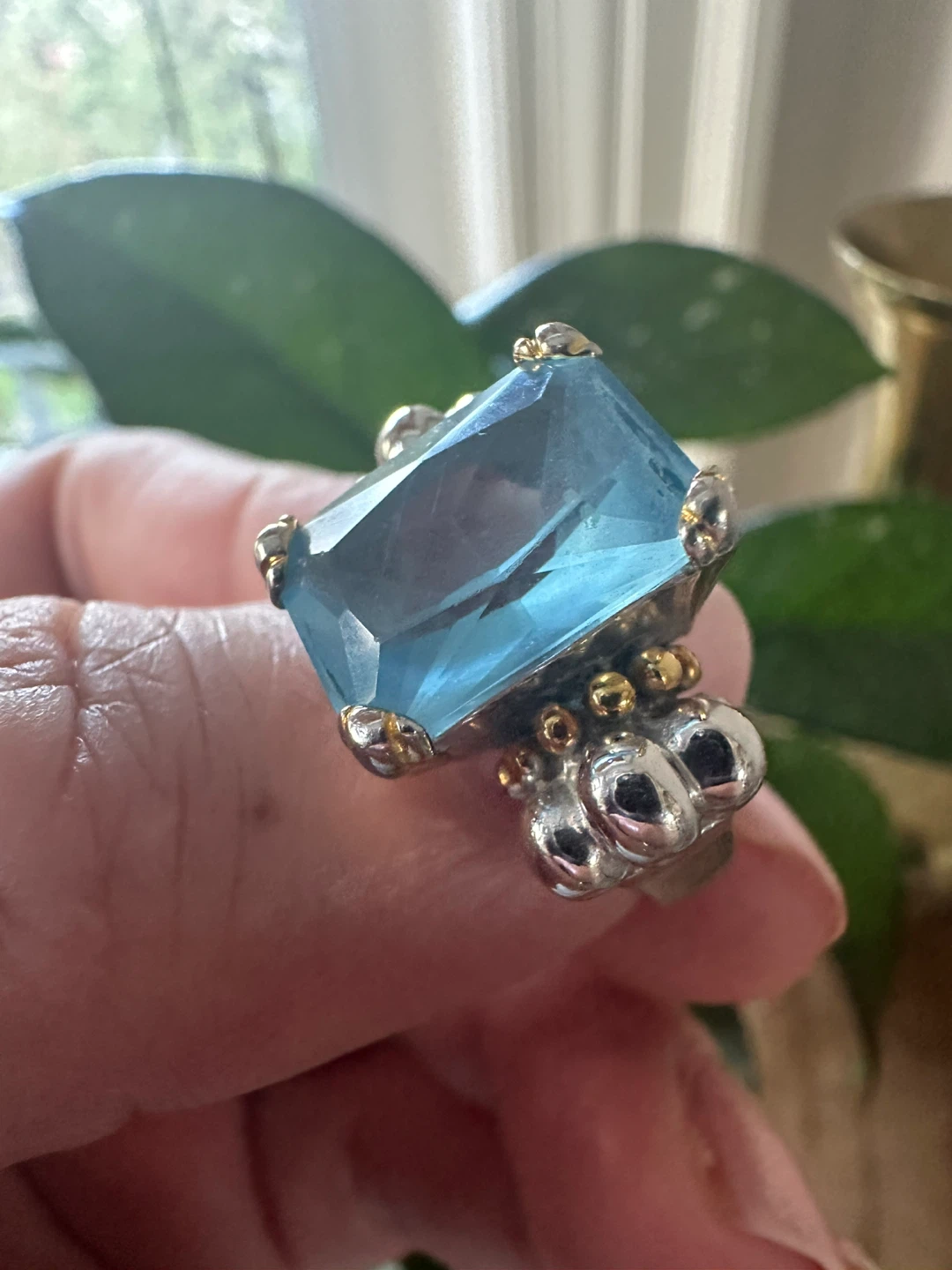 Sterling Silver Blue Gemstone Ring