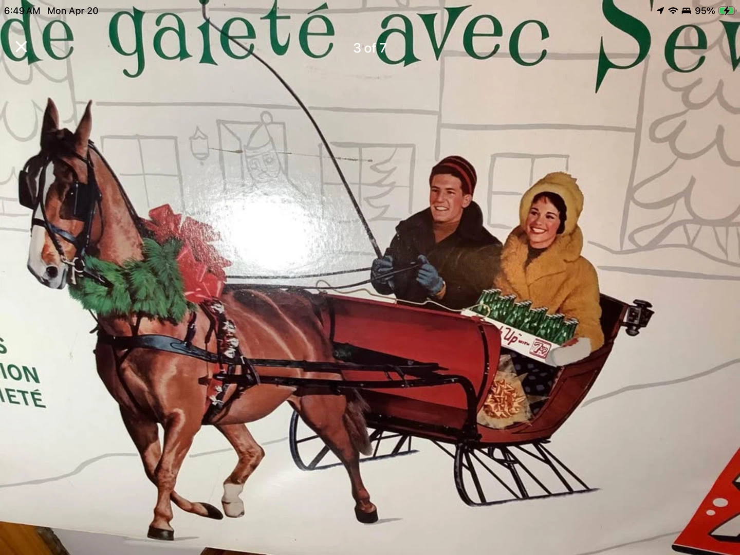 Lg Vtg 1960 7 UP Soda French Cdn Advertising Lithograph 🐞 - photo 2