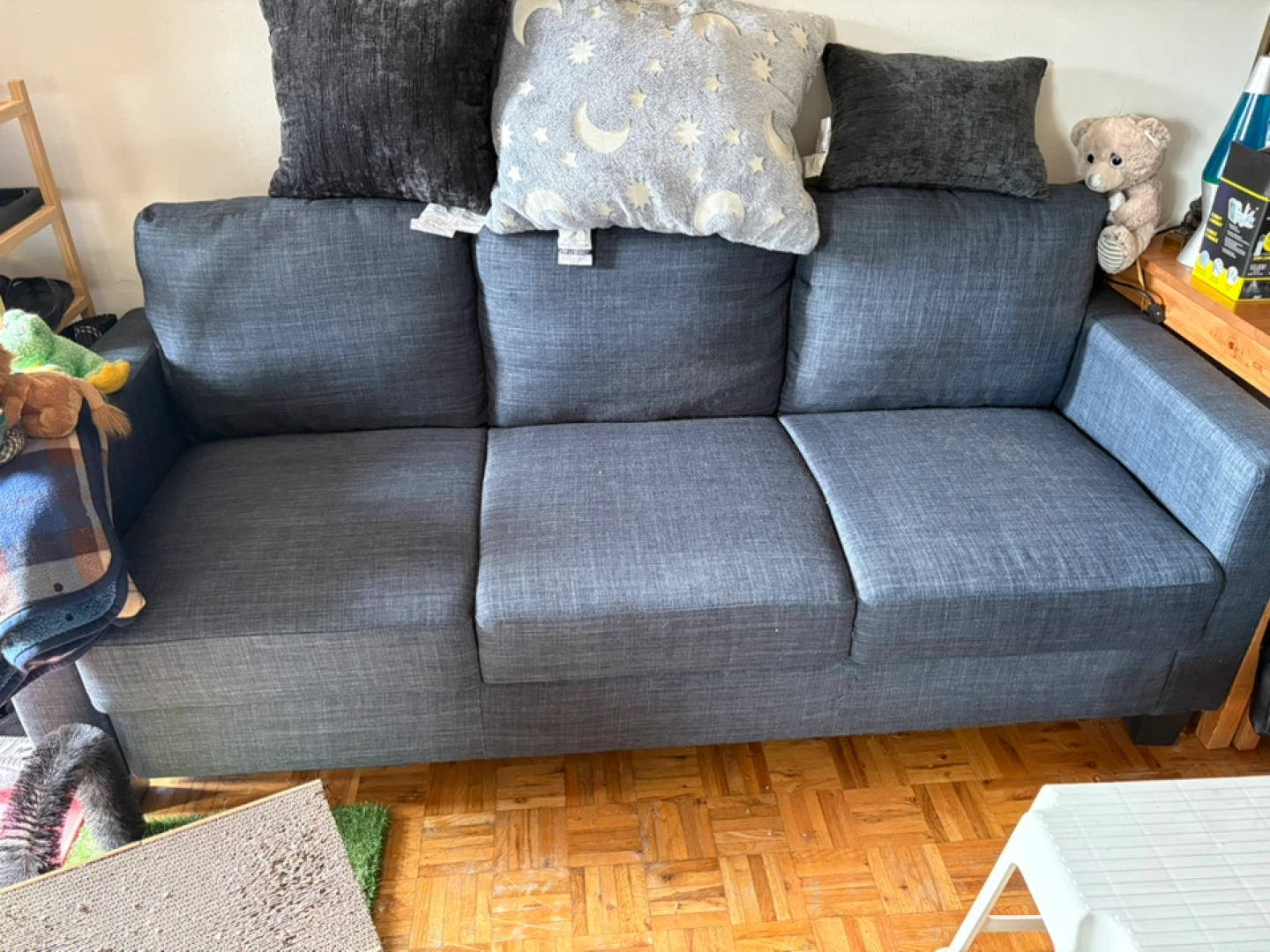 Blue three seater couch, nice fabric - photo 2