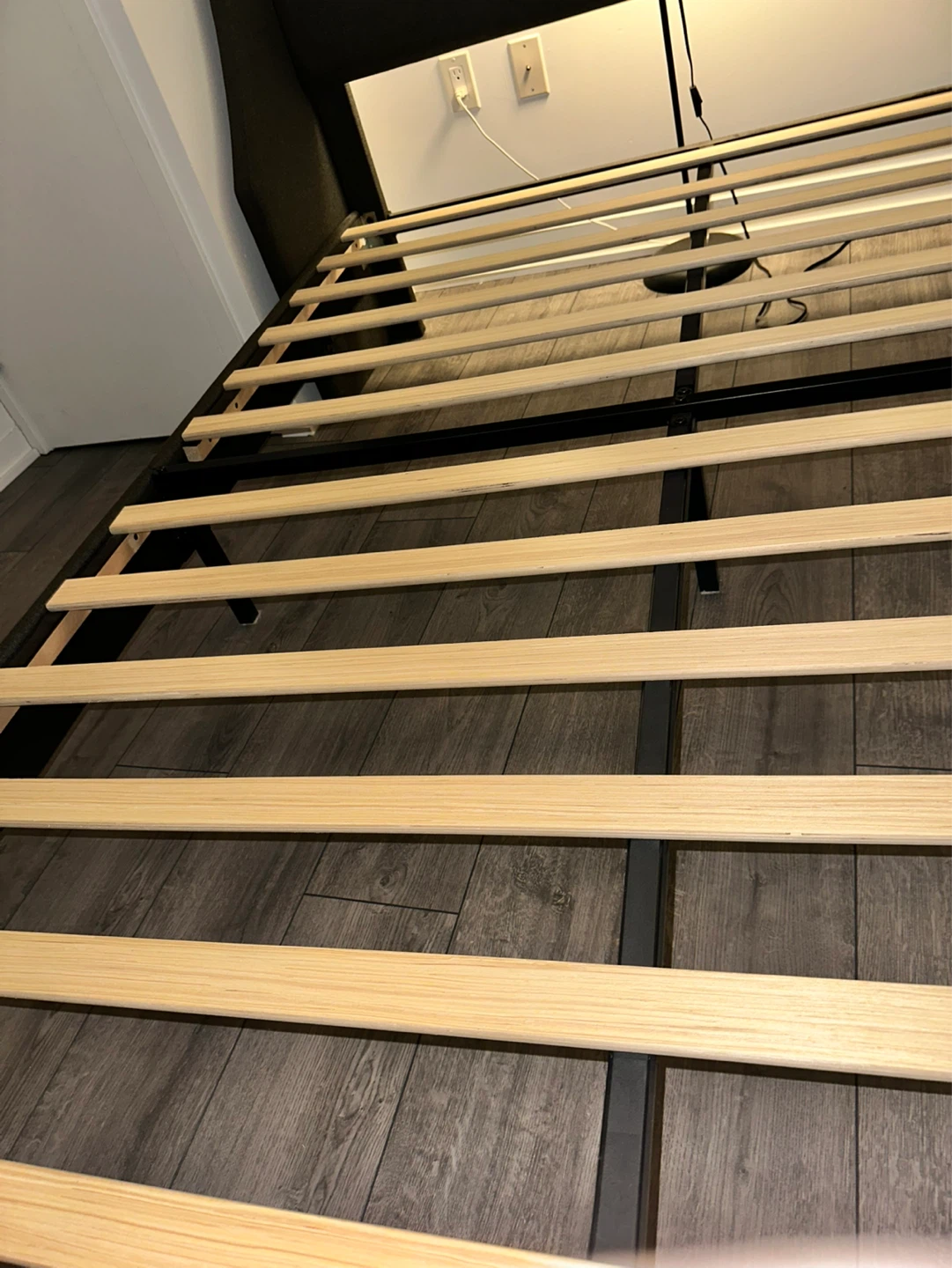 Queen, metal frame + wood slats, no box spring needed - photo 3