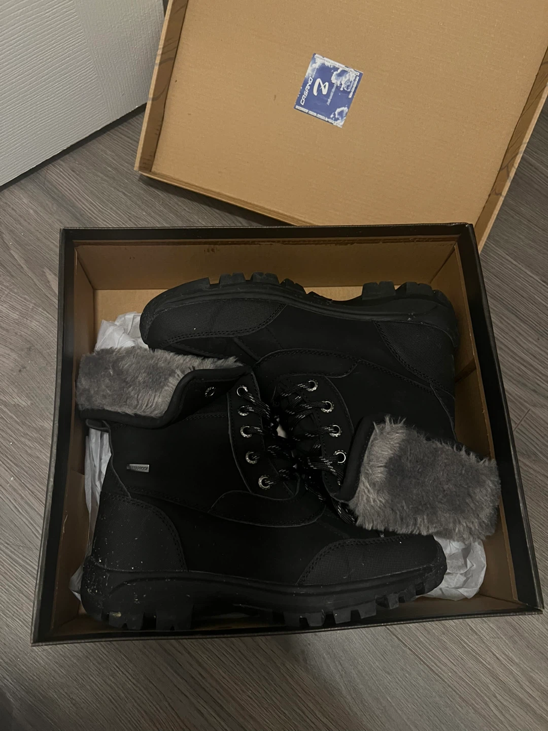 Black Waterproof Fur Lined Winter Boots