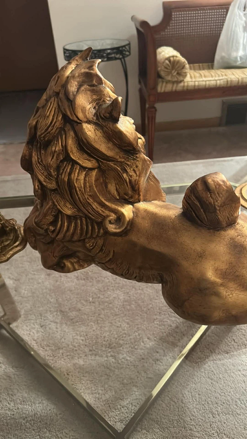 Vintage Gold Lion Figurine Hollywood era