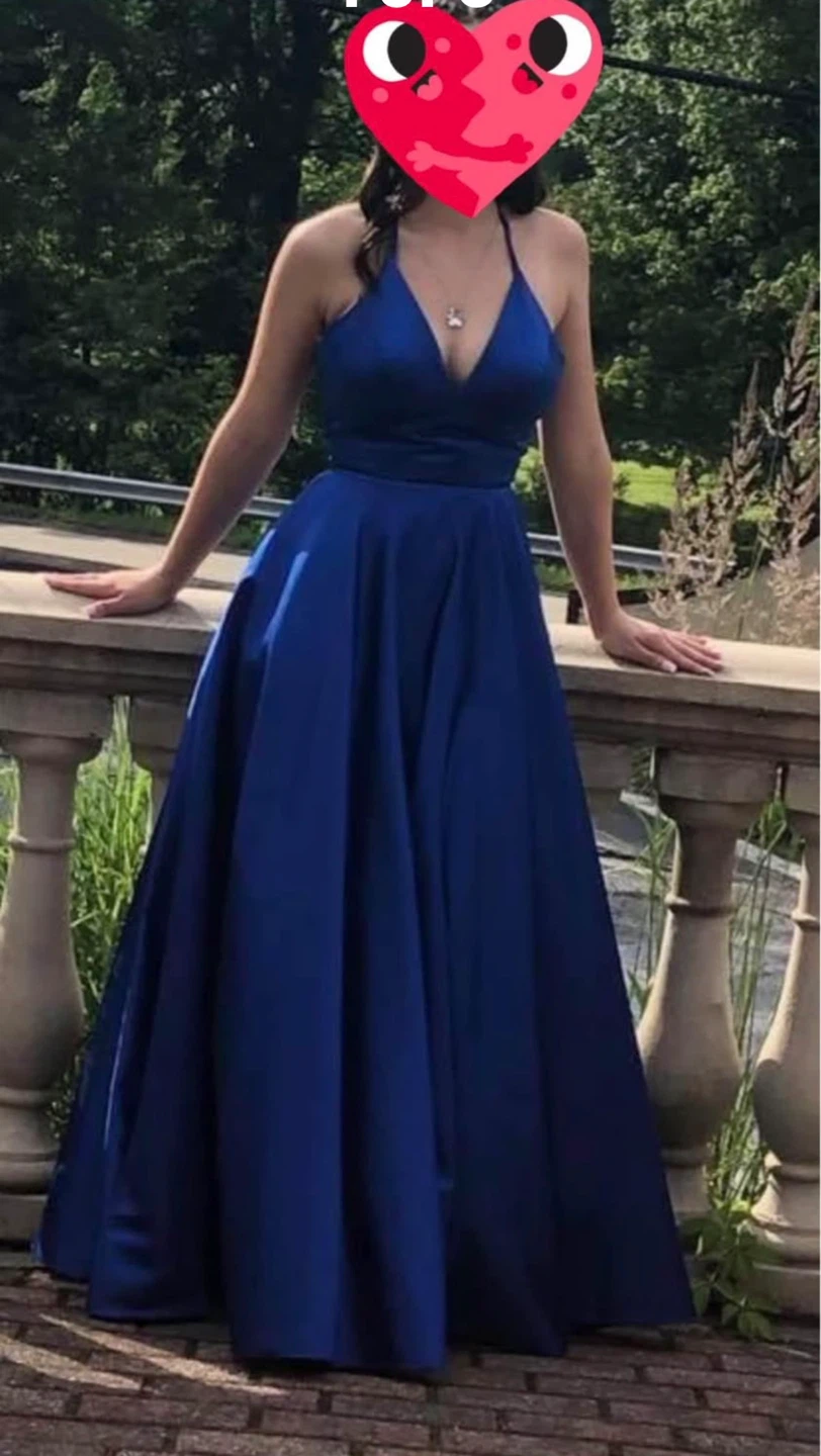 Royal Blue A-Line Halter Prom Dress