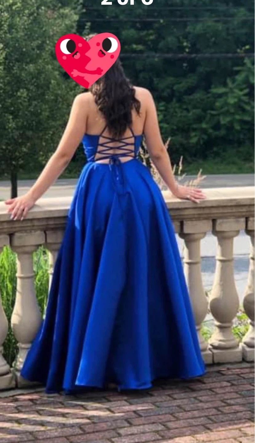 Royal Blue A-Line Halter Prom Dress - photo 4