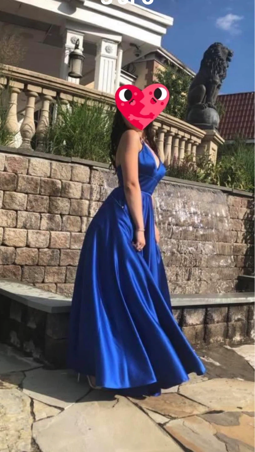 Royal Blue A-Line Halter Prom Dress - photo 2