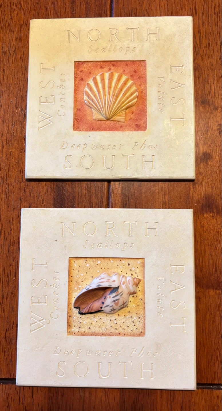 Set of 2 Seashell Wall Plaques