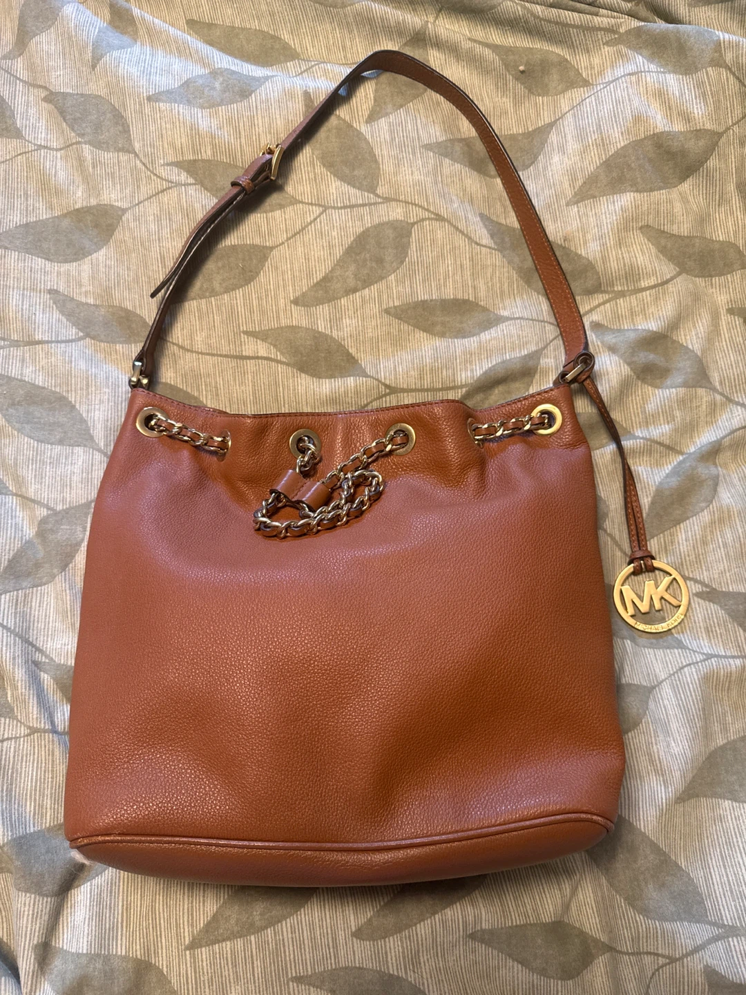 Michael Kors Brown Leather Drawstring Bucket Bag