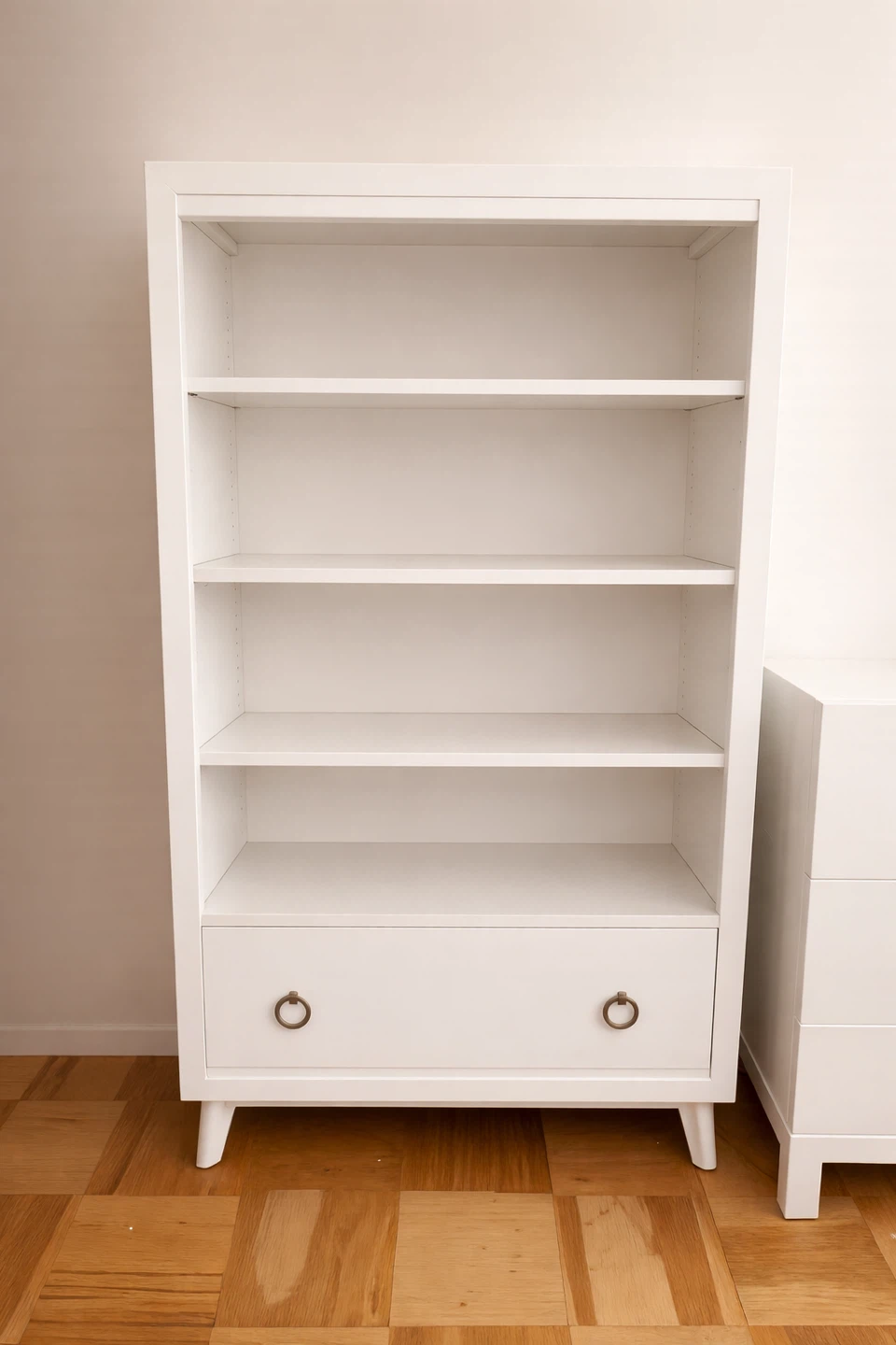 White Bookshelf with Drawer
