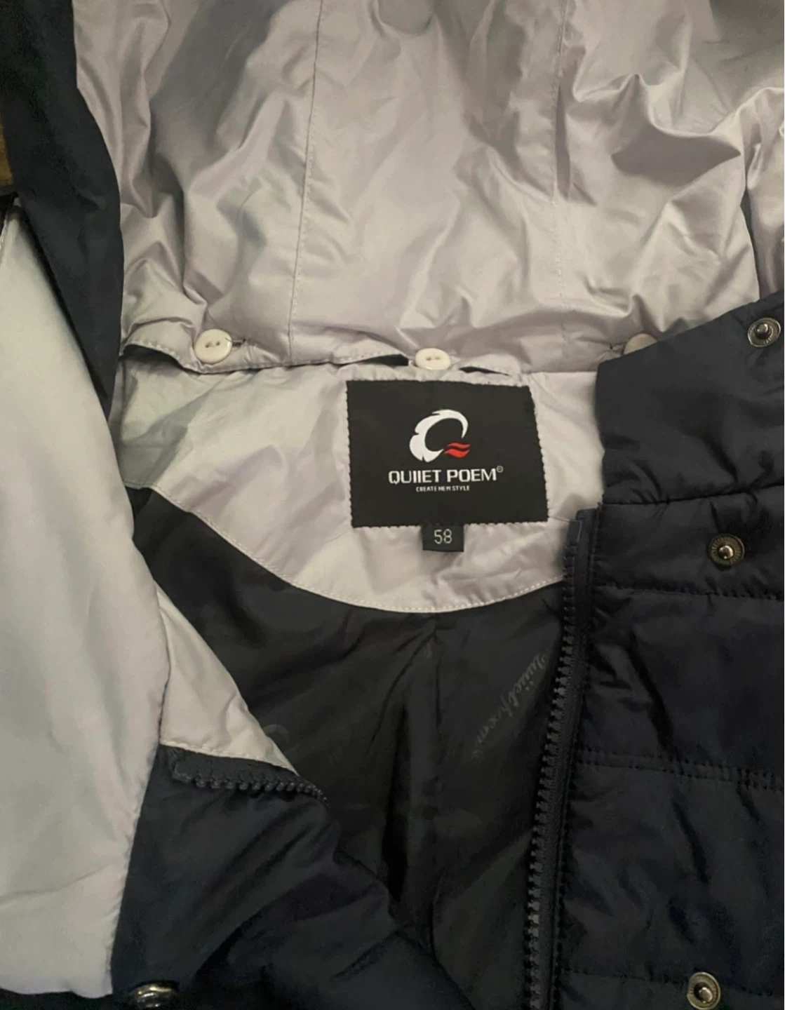 Quiet Poem Navy Blue Puffer Coat - Size X-LARGE (58 - photo 3