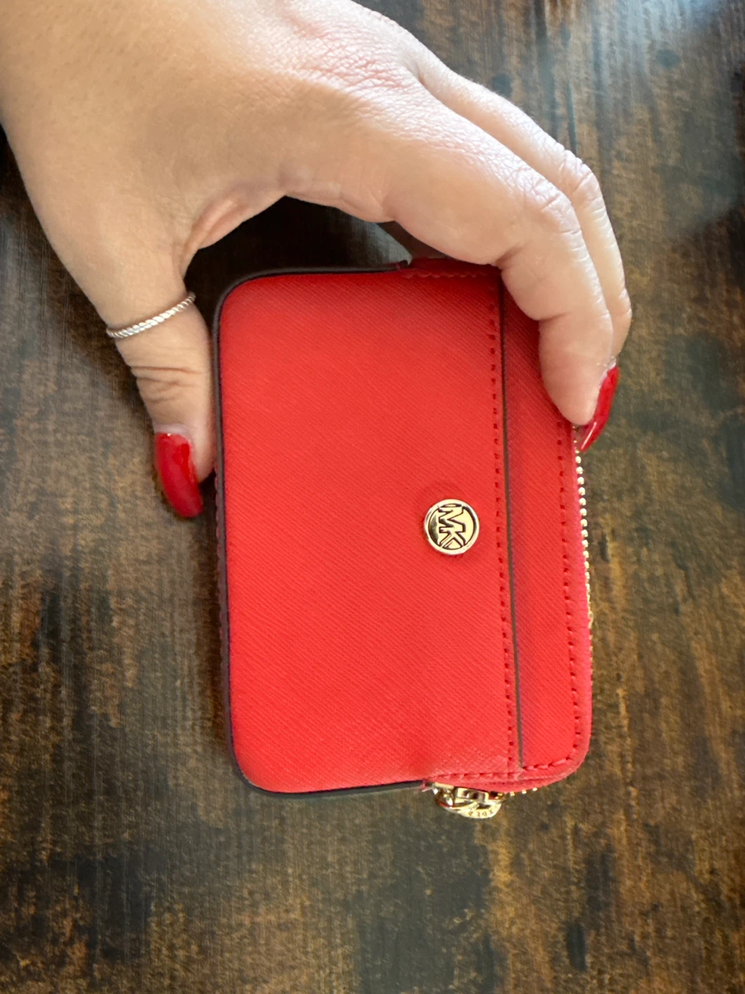 Michael Kors Red Card Holder Wallet with Chain - photo 2