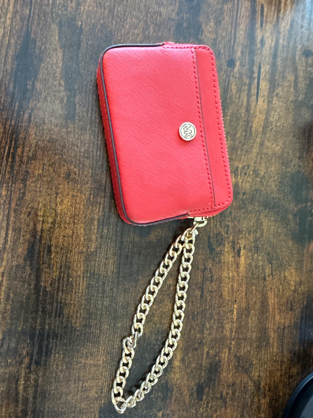 Michael Kors Red Card Holder Wallet with Chain