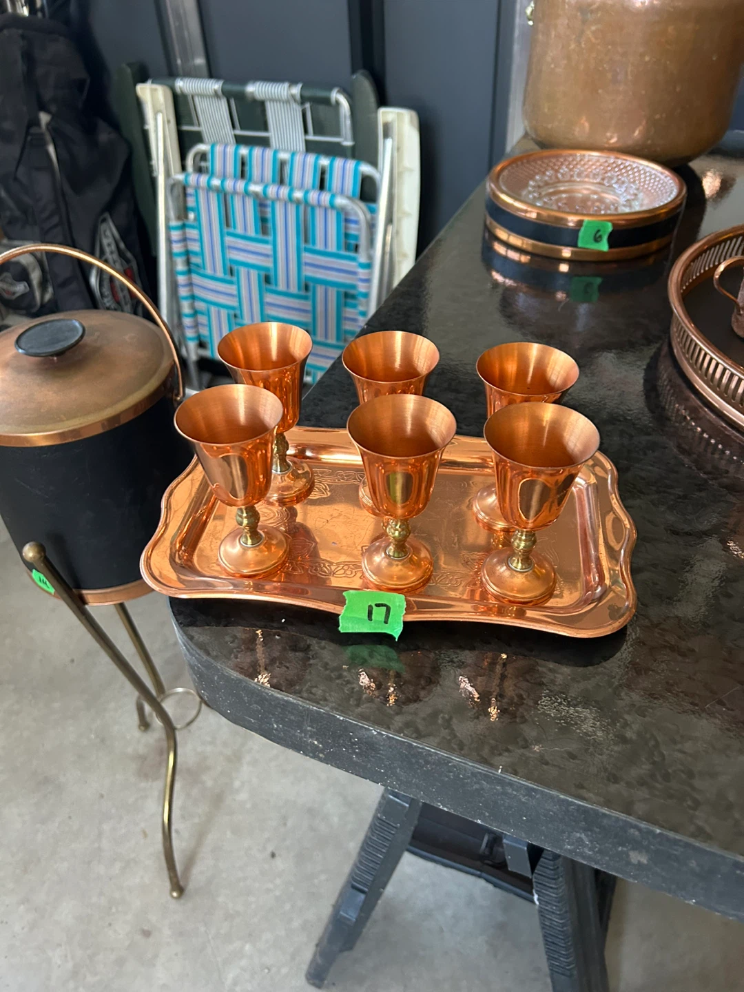 Copper Shot Glasses Set with Tray
