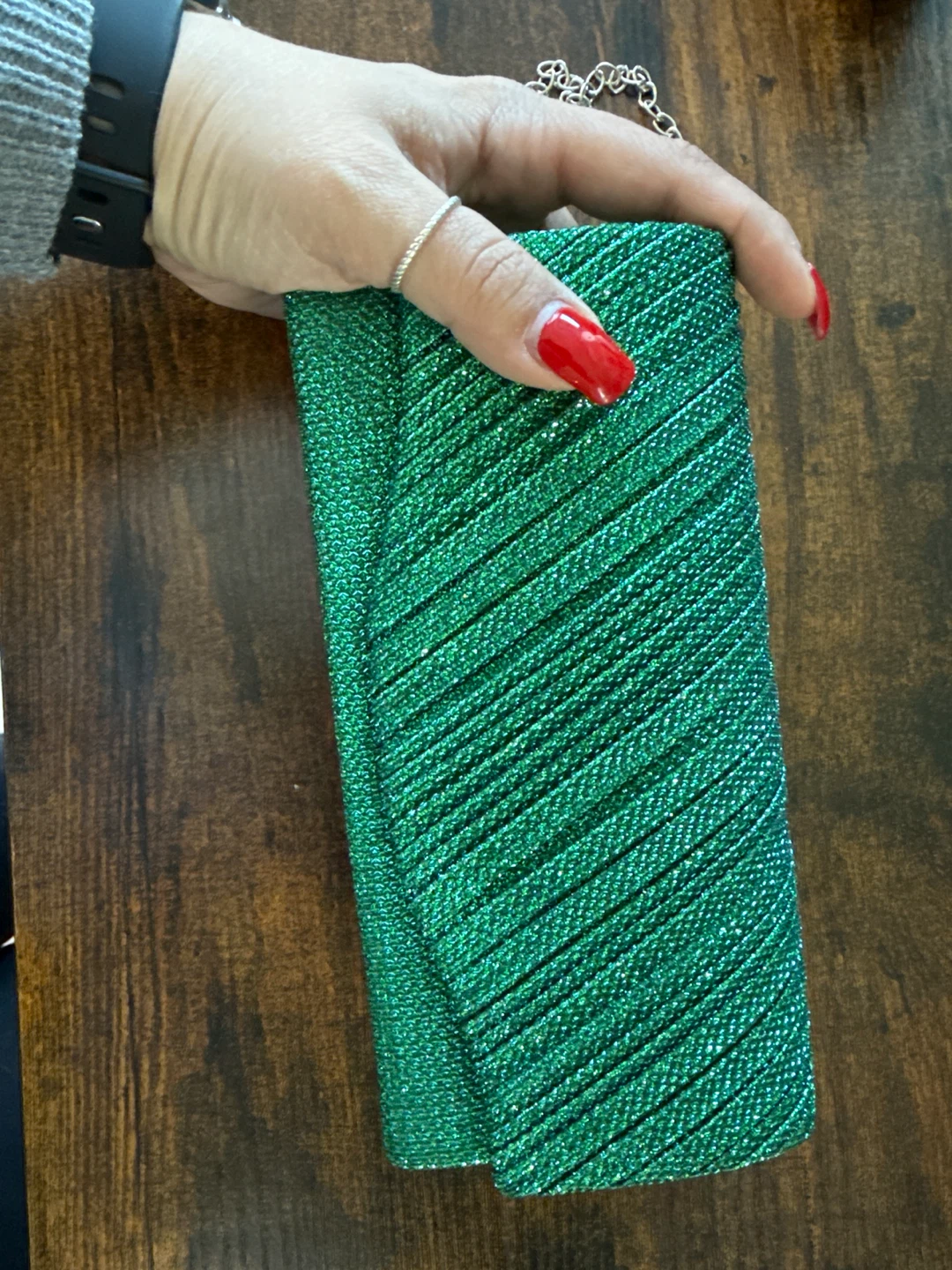 Green Glitter Clutch Purse with Matching Jewelry Set - photo 3