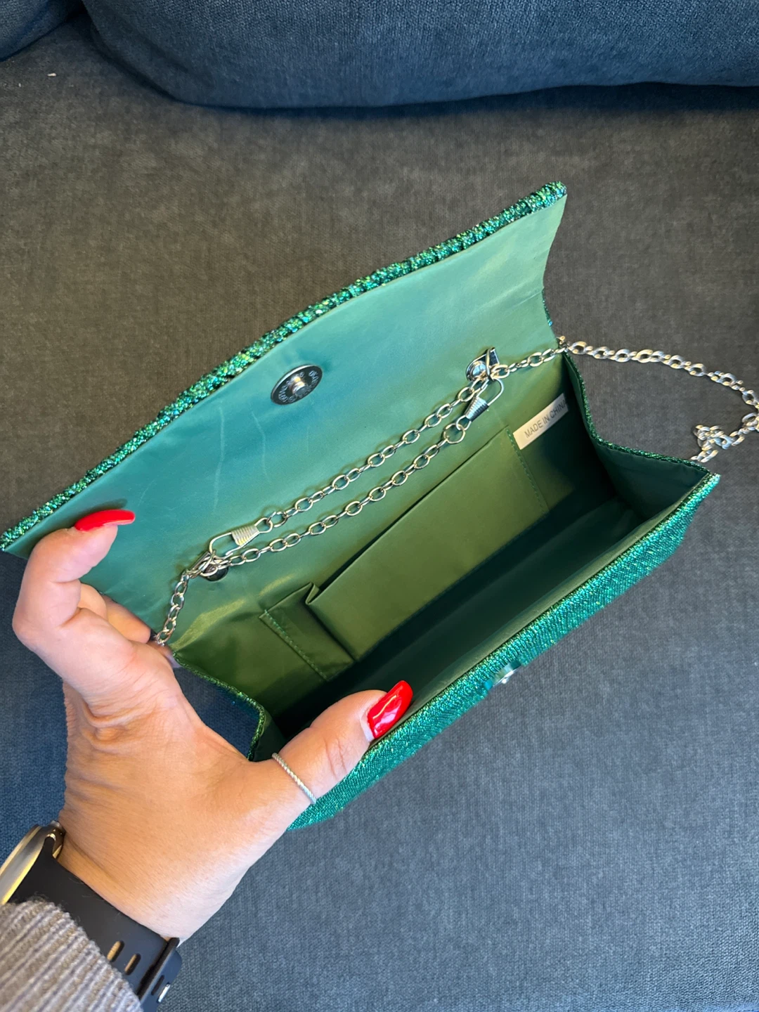 Green Glitter Clutch Purse with Matching Jewelry Set - photo 4