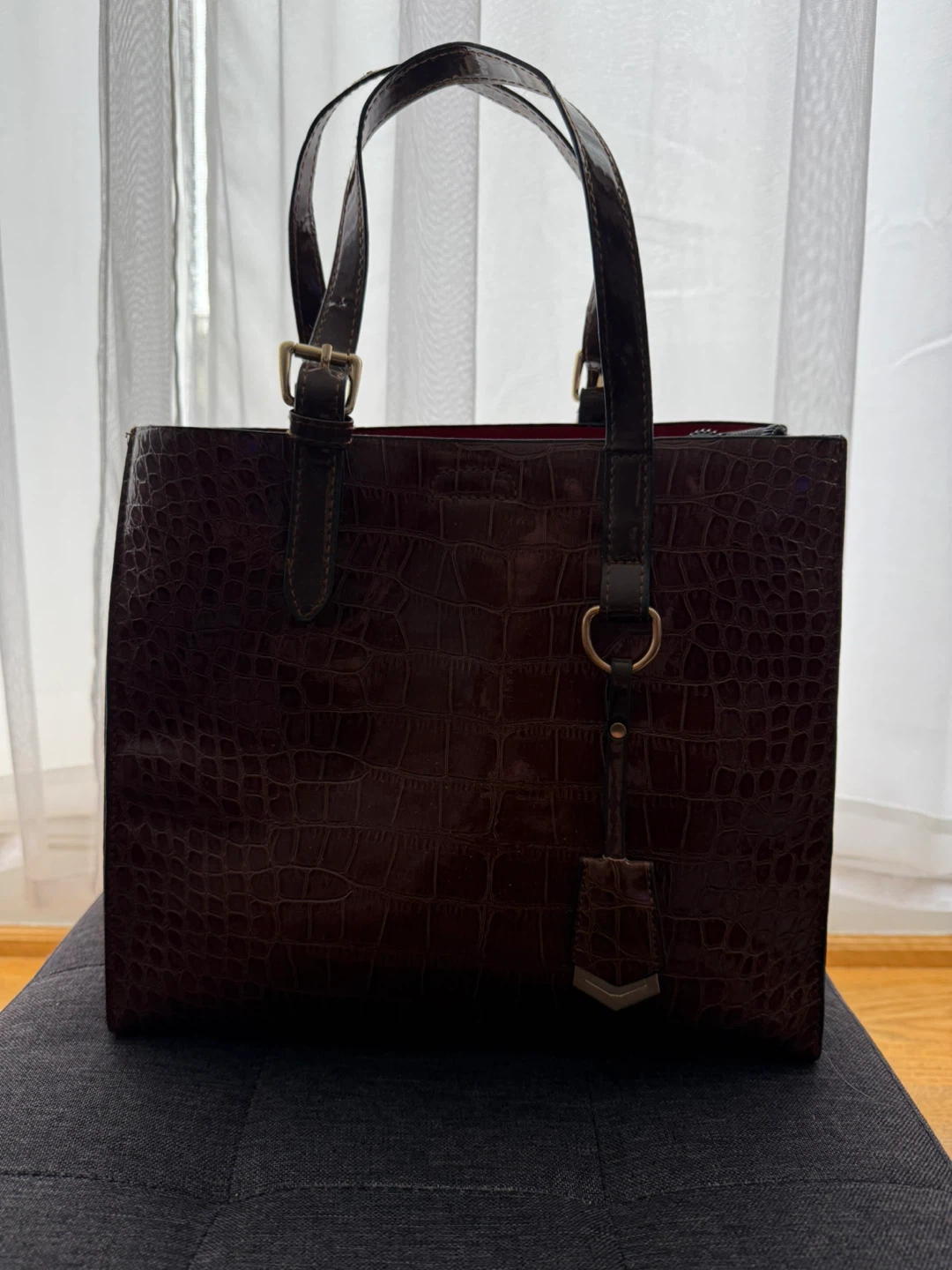 *New* Brown Faux Croc Tote Bag - photo 3
