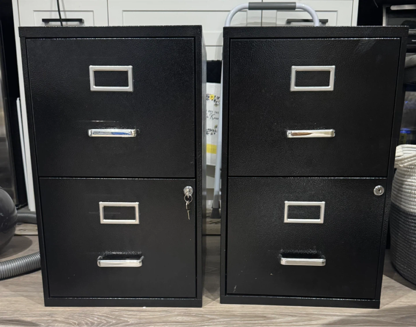 Black 2-Drawer Metal Filing Cabinet