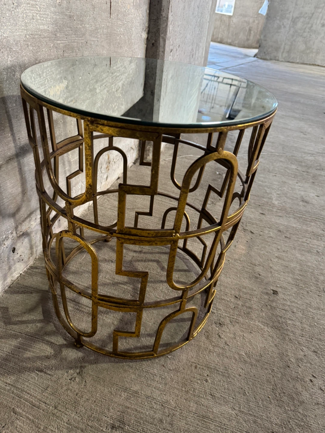 Gold Metal Round Side Table with Mirrored Top - photo 3