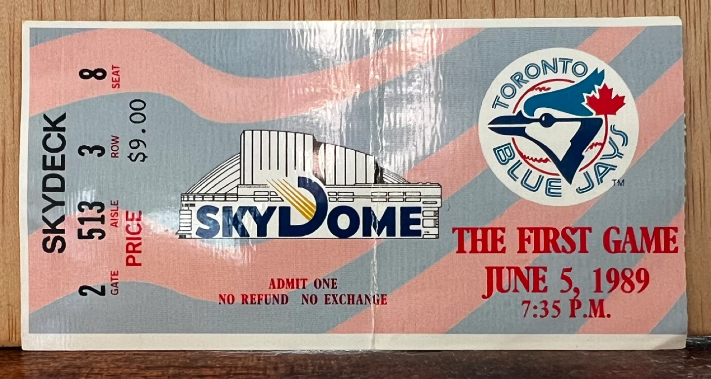 Toronto Blue Jays - June 5, 1989 - 1st SKYDOME Ticket + SKYDOME