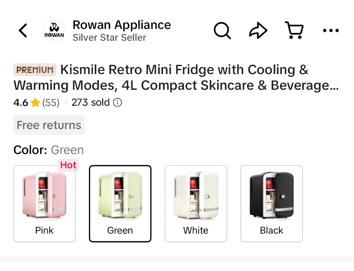 Kismile Retro Mini Fridge - Green 4L