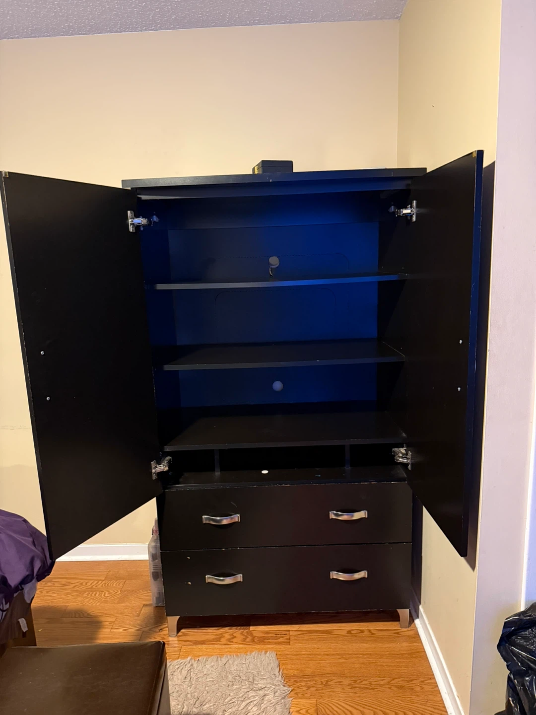 Black Storage Cabinet with Doors and Drawers - photo 2