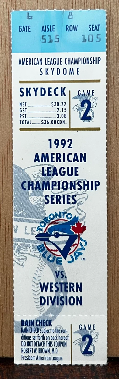 Blue Jays 1992 World Series Tickets & Memorabilia - photo 2