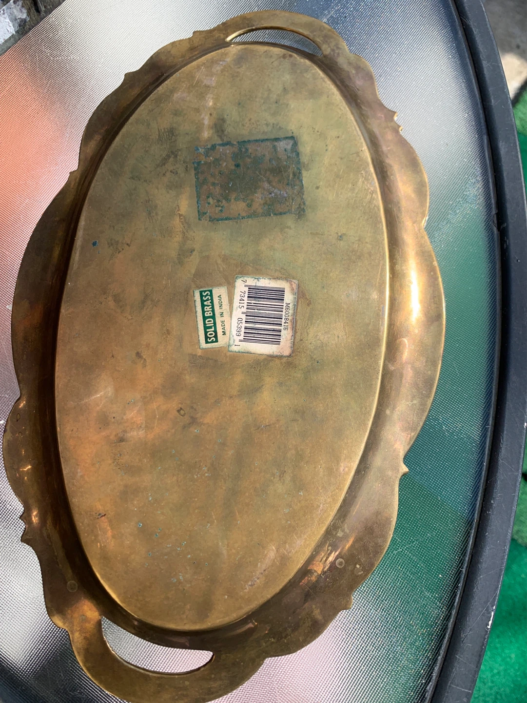 Brass Serving Tray with Floral Design - photo 3
