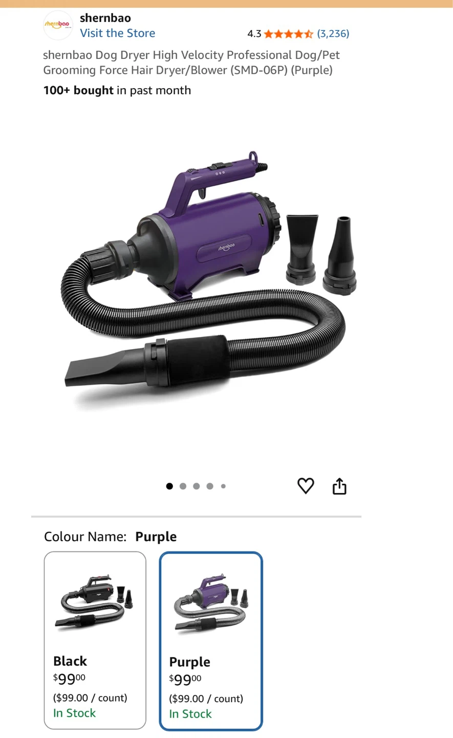 Shernbao blow vacuum mini portable dryer, pet dryer