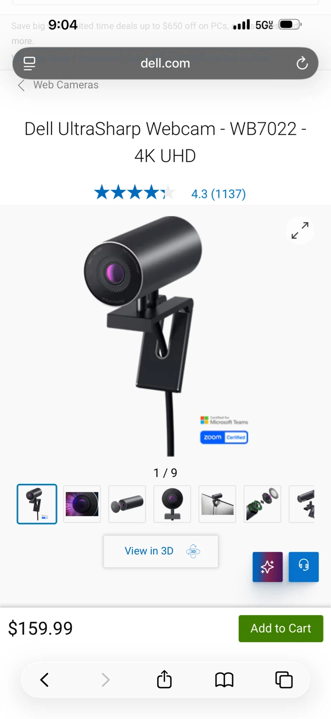 Dell UltraSharp Webcam - WB7022 (Brandnew) - photo 2