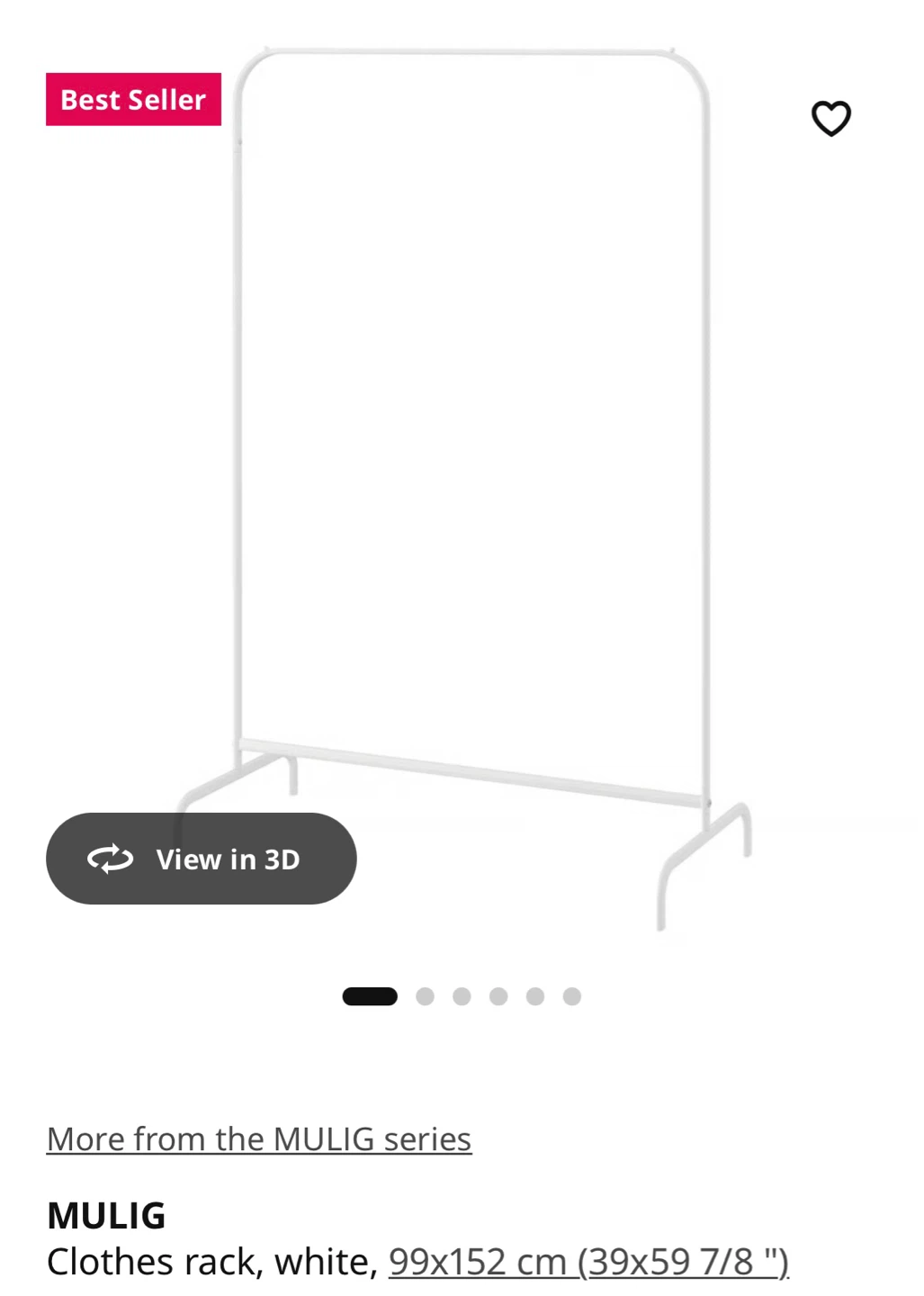 IKEA MULIG Clothes Rack, White - photo 2