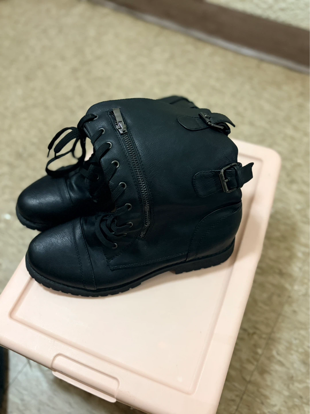 Black Lace-up Combat Boots