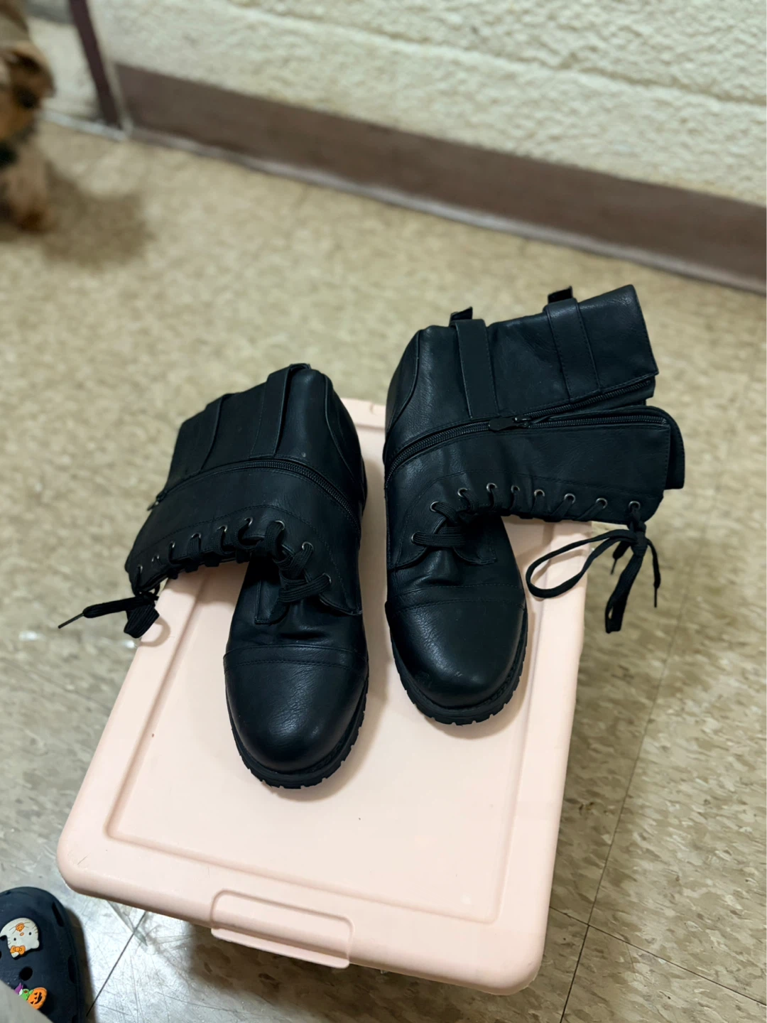 Black Lace-up Combat Boots - photo 3