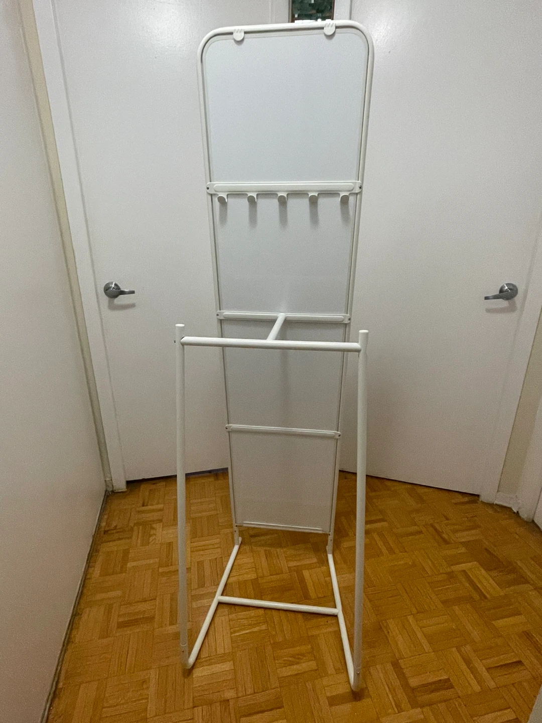 White Metal Floor Mirror with Hooks - photo 3
