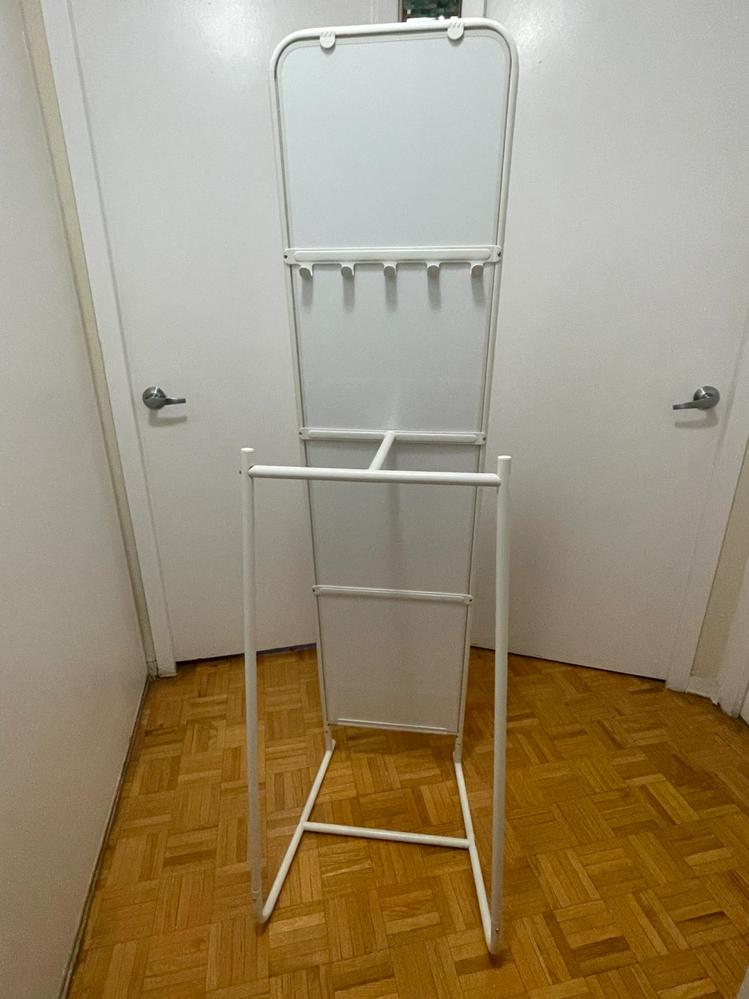 White Metal Floor Mirror with Hooks - photo 2