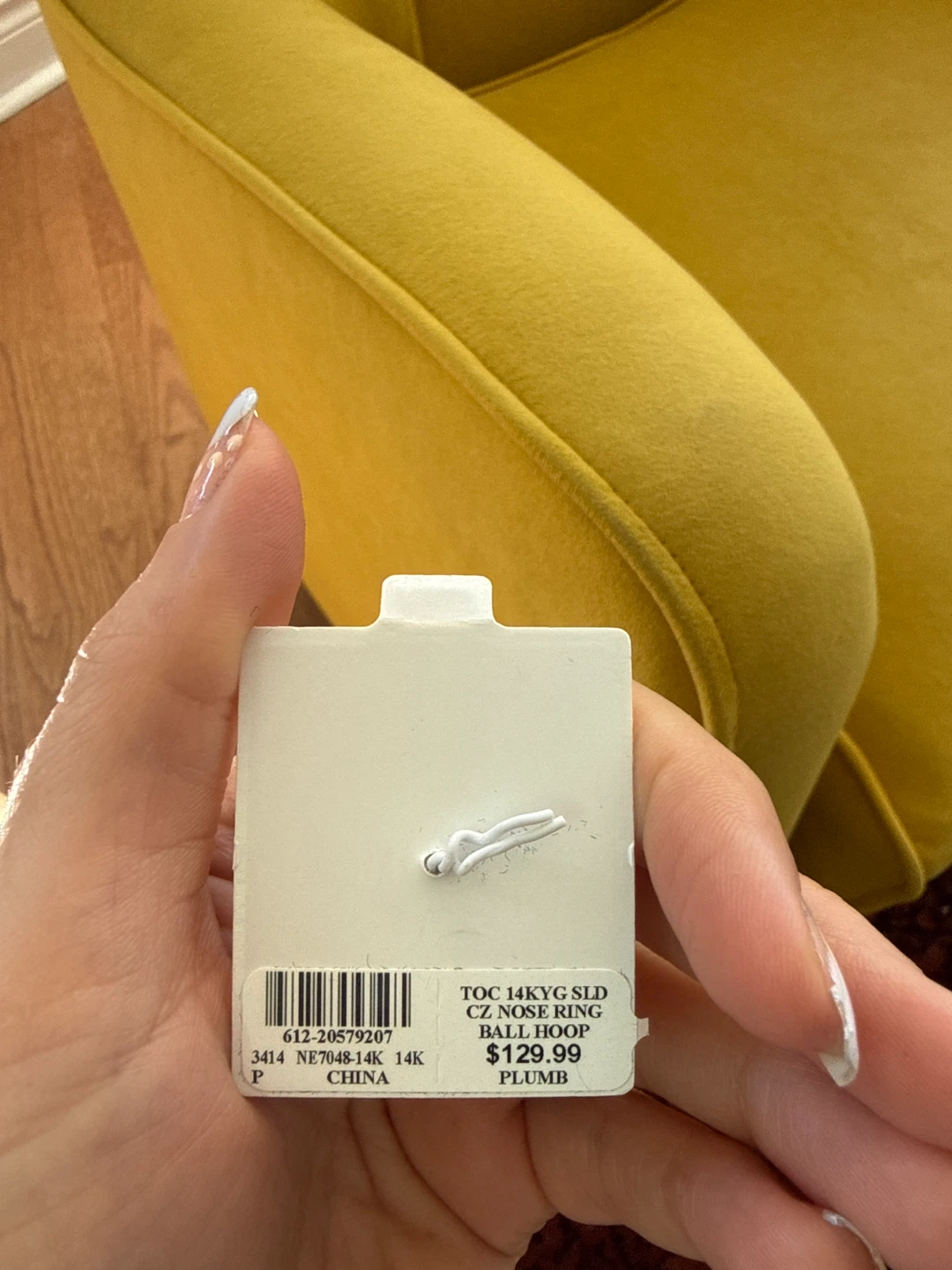 14K Gold CZ Nose Ring - photo 3
