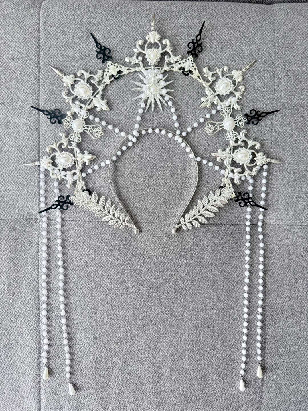 Angel Halo Crown Silver Baroque Goddess Tiara Headpiece Headband - photo 5